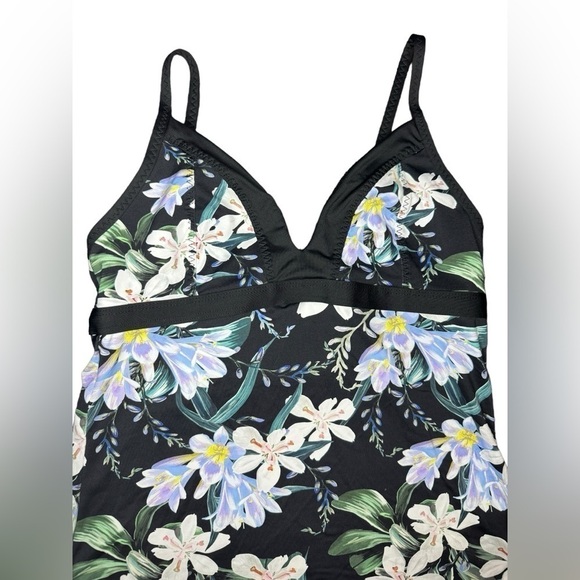 Athleta Paloma Tankini Swim Top Size S Black Floral - Picture 3 of 8